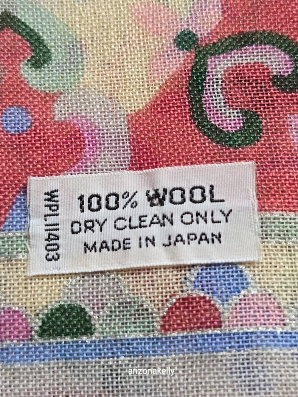 NWOT Wool Square Scarf from Japan Pastels With Silver Detailing - Picture 8 of 11